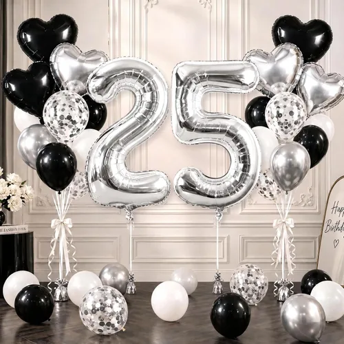 Vista 73 de TONIFUL Globo de aluminio negro de 40 pulgadas con el número 0, decoraciones de cumpleaños negro (Bk-black)