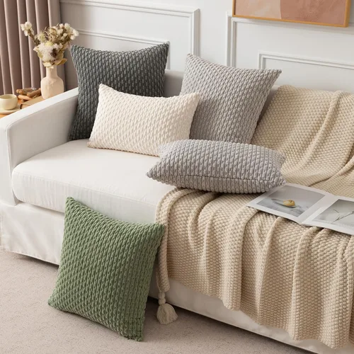 Vista 341 de Kevin Textile - Juego de 2 fundas de almohada decorativas de pana suave, estilo bohemio, a rayas, decoración del hogar para sofá, cama, sofá y sala