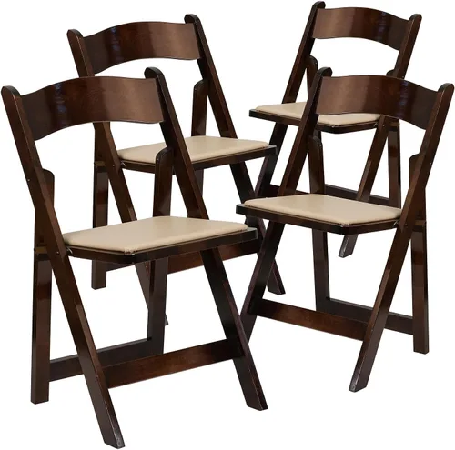 Vista 76 de HERCULES™ silla plegable de madera blanca, con asiento acolchado, Vinilo, Mahogany