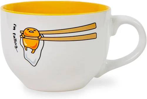 Vista 2 de Sanrio Gudetama "I'm Falling" - Tazón de cerámica para sopa para helado, cereales, bebidas, capacidad para 24 onzas