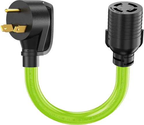 Vista 7 de Adaptador de distribución RV de 30 amperios a 110 V y 20 amperios, NEMA TT-30P a 5-15R/5-20R T-Blade conectores domésticos, cable adaptador