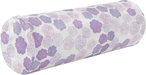 FRODOTGV Purple Pink Flowers Doodle Decorative Bolster Pillow Cervical Neck Roll Pillow Cover Neck Round Pillow Soft Foam Cylinder Bed Back Support