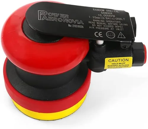 Vista 6 de Herramienta de lijadora neumática comercial de 3 pulgadas de acabado de palma, 3 ", 3/32 "Mini DA Air Sander para esquina