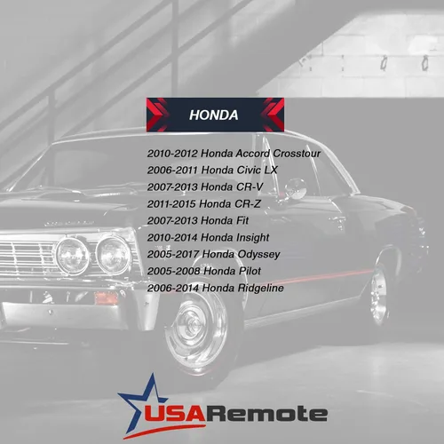 Vista 4 de No se requiere corte - Carcasa y almohadilla para control remoto de entrada sin llave de 2 llaveros compatible con Honda Accord / Civic / CR-V/ Fit