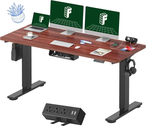 Vista 40 de FLEXISPOT EN2 Escritorio de pie de una pieza completa con regleta de alimentación de abrazadera, escritorio eléctrico de altura ajustable de 40 x 24