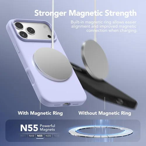 Vista 963 de GONEZ Funda magnética para iPhone 14, compatible con Magsafe, con protector de pantalla + protector de cámara, forro de microfibra antiarañazos