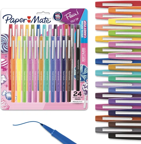 Paper Mate Flair Bolígrafos con punta de fieltro, punto mediano de 0.7 milímetros (0.027 pulgadas), suministros para regreso a clases para