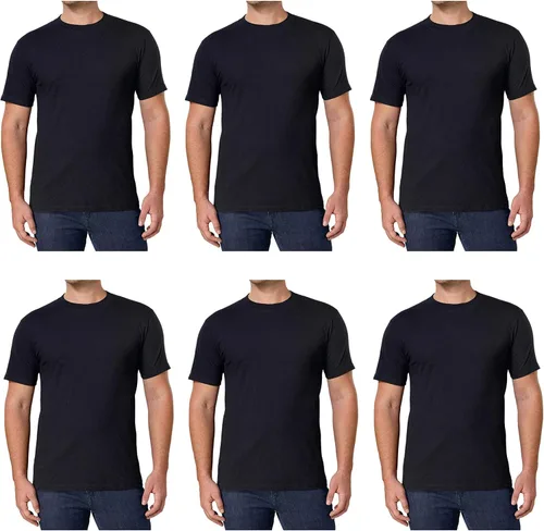 Kirkland Signature - Camiseta de cuello redondo para hombre, 100% algodón peinado pesado (paquete de 6)