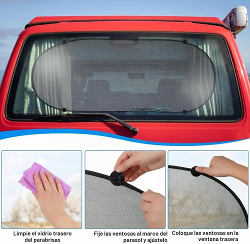 Vista 4 de 5 Pack de protectores de ventana universales para automóvil, juego de protectores de ventana de coche con malla elástica transpirable, mosquitero