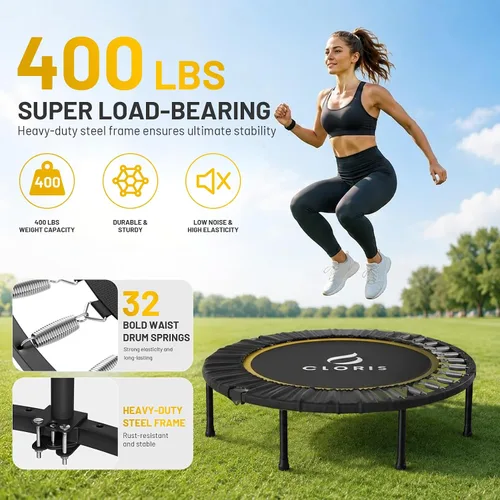 Vista 2 de CLORIS Trampolín plegable de 40 pulgadas con mango de espuma ajustable, con funda acolchada segura, el mejor regalo.