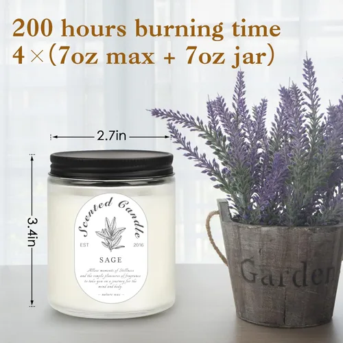 Vista 3 de Paquete de 4 velas perfumadas para el hogar, velas de lavanda, velas en tarro de aromaterapia, velas de larga duración de 28 onzas, juego de velas