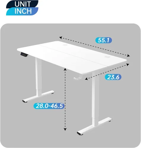 Vista 23 de Escritorio eléctrico de altura ajustable, mesa de estación de trabajo para computadora, escritorio de pie para oficina en casa