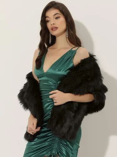 Vista 4 de Allegra K Chal de piel sintética para mujer, elegante, para fiesta de boda