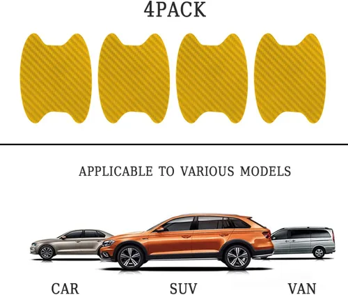 Vista 5 de 4 calcomanías protectoras para manija de puerta de automóvil, película protectora universal de fibra de carbono antiarañazos para la mayoría