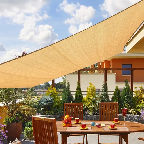 Toldo tipo vela rectangular de 12 x 12 pies, para patio, para exteriores, bloquea los rayos UV, para sombrear el patio, arena (12 x 12 pies, arena)