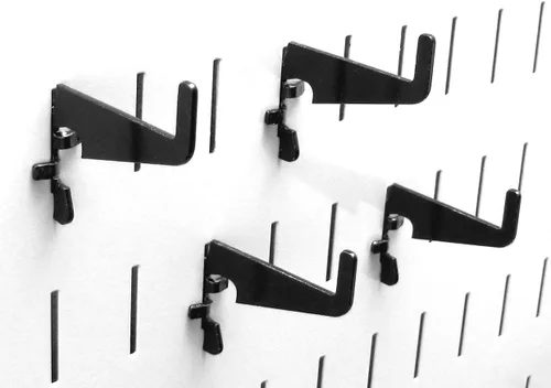 Wall Control Paquete de ganchos medianos de 1-7/8 pulgadas, ganchos de metal ranurados para tablero de clavijas y tablero de herramientas ranurado,
