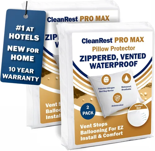 Vista 10 de CleanRest PRO Max - Protector de almohada impermeable, tamaño estándar, con cremallera (paquete de 1), a prueba de alérgenos y insectos de cama