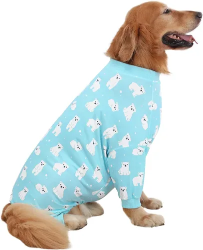 Vista 19 de HDE Pijama de una pieza para perro, ligero, para perros M-3XL, estrellas fantasmales, talla S Lightweight One Piece, Easy On & Off, Great for