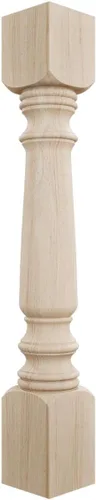 Ekena Millwork COL05X05X35LERW Legacy Columna de gabinete cónico (bloque superior: 6", bloque inferior: 7"), 5"W x 5"D x 35 1/2"H, madera de caucho