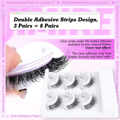 Vista 36 de JIMIRE 160 piezas de pestañas autoadhesivas de aspecto natural, 9-14 mm, racimos de pestañas pre-pegadas, sin necesidad de pegamento, pestañas