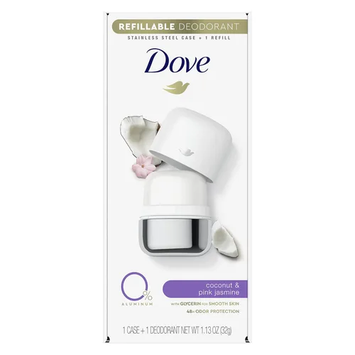 Vista 7 de Kit de inicio recargable de desodorante Dove para mujeres, con aroma a pepino y té verde, 0% aluminio, 1.13 oz