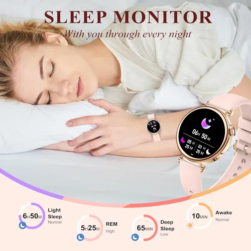 Vista 7 de Reloj inteligente para mujer (respuesta/hacer llamadas) 1.27 pulgadas HD Fitness Tracker Smartwatch compatible con Android iPhone teléfono