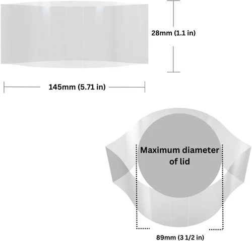 Vista 2 de Banda retráctil perforada transparente de 5.709 x 1.102 in para frascos de vidrio, frascos de plástico, latas de metal y más.