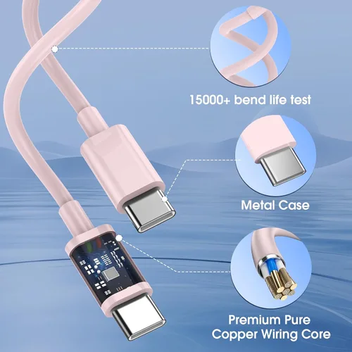 Vista 49 de Cargador para iPhone 17/16/15 Pro/Pro Max, cargador de pared USB-C de doble puerto con PD 40 W y carga rápida QC 20 W, cable USB-C de 10 pies