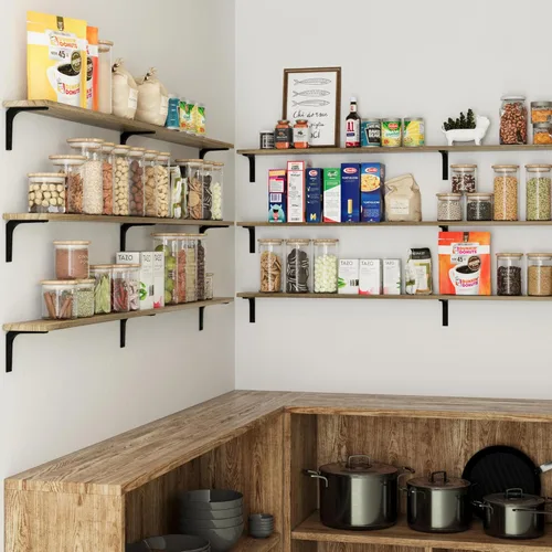 Vista 5 de Wallniture Nola - Estantes flotantes de 3 piezas de 60 pulgadas de largo, estantes de pared rústicos para cocina, sala de estar, madera de Paulownia