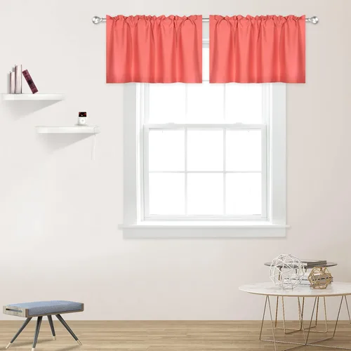 Vista 37 de DECOVSUN Cenefas Aqua para ventanas de cocina, con bolsillo para barra, opacas, con aislamiento térmico, 1 panel de 42 x 18 pulgadas