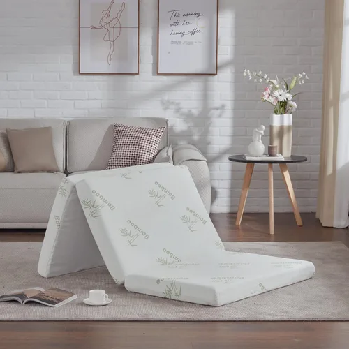 Vista 34 de SINWEEK Colchón plegable de espuma viscoelástica, cubrecolchón plegable de 4 pulgadas, cama de invitados certificada CertiPUR-US con funda