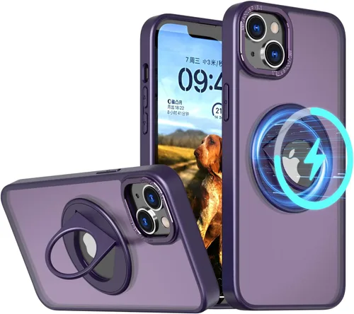Vista 11 de ZCDAYE Funda para iPhone 13 Pro Max con soporte, iPhone 13 Pro Max, funda magnética para teléfono con soporte giratorio invisible, carga Negro