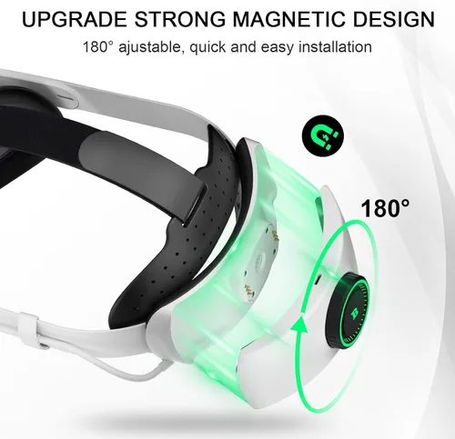 Vista 3 de BUSQUEDA Elite Strap with Dual Magnetic Battery Pack for MetaOculus Quest 2,Twin Replaceable Battery Combo 6000mAh x2 VR Power