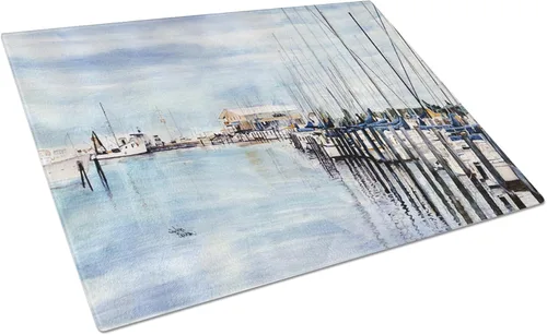 Vista 10 de Caroline's Treasures 1002LCB Barq's, Crabs and Spices Tabla de cortar de vidrio grande decorativa de vidrio templado Tabla de cortar y servir