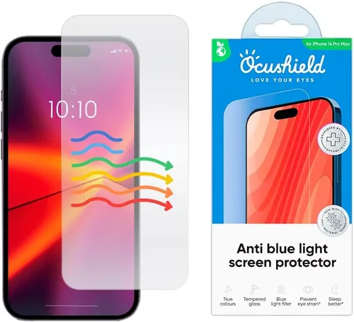 Vista 10 de Ocushield Protector de pantalla de vidrio templado antiluz azul para iPhone 7 iPhone 8 - Protege tus ojos, reduce las migrañas y mejora el sueño