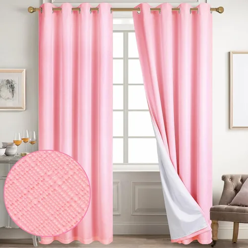 Vista 22 de Diraysid Cortinas 100% opacas de lino negro para dormitorio, con ojales, aislamiento térmico, cortinas de oscurecimiento de habitación