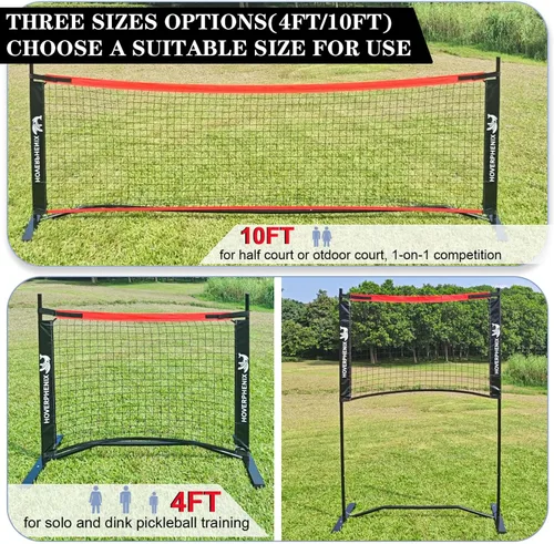 Vista 6 de Hoverphenix 10FT Mini Pickleball Net, 4FT Adjustable Height Dink Training Rebounder Net with Paddles Set of 2, Pickleballs and Carry Bag for Outdoor