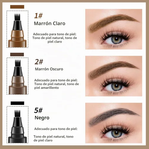 Vista 4 de Lápiz de contorno de cejas, lápiz de cejas de microblading impermeable con aplicador de punta de micro tenedor de 4 puntas, lápices líquidos