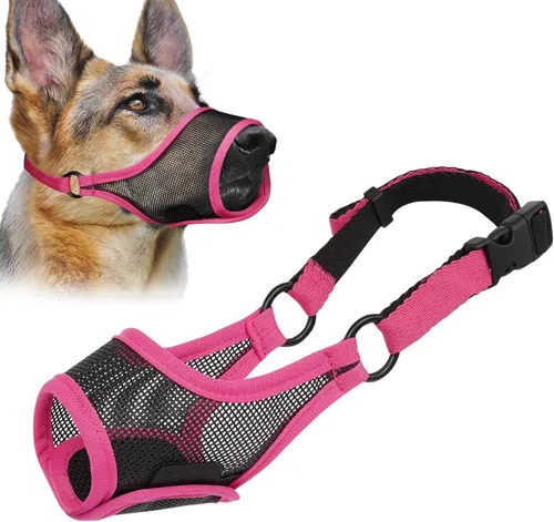 Vista 10 de LUCKYPAW Bozal para perro, bozal de malla para perros grandes, medianos y pequeños, protector bucal suave para morder y masticar, cubierta bucal