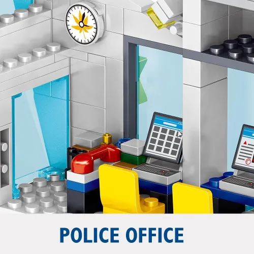 Vista 5 de MindBox Juego de bloques de construcción de la estación de policía, juguete de construcción de 800 piezas con barco, barco y helicóptero para niños