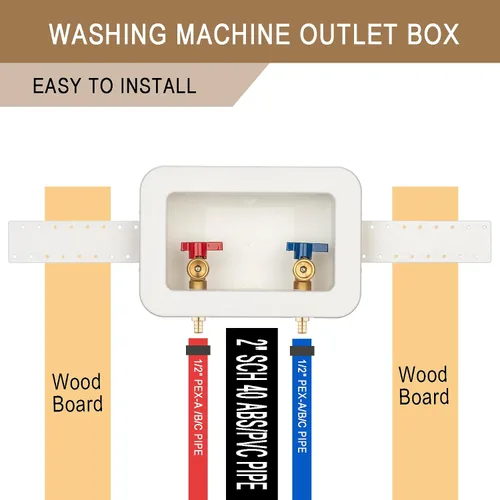 Vista 7 de [1 unidad] Lingmfg Caja de salida para lavadora PEX-A expansión con drenaje central de 2 pulgadas, expansión PEX-A de 1/2 pulgada, conecta mangueras