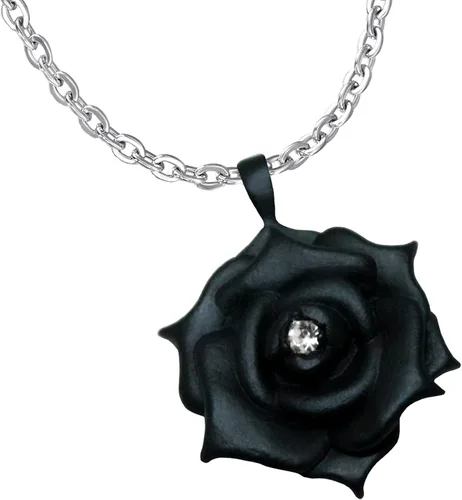 CASTEL ROBUSTO Collar de rosa para mujer, hecho a mano con dije de esencia de rosa negra real, Latón, No es una piedra preciosa