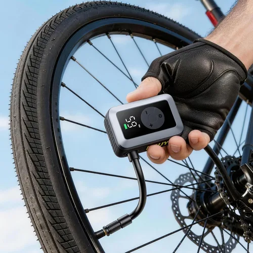 Mini Bike Tire Pump, 120PSI Electric Bicycle Pump with Digital Gauge, Auto Stop, 20s Fast Inflation Portable Air Pump with Presta & Schrader Valve