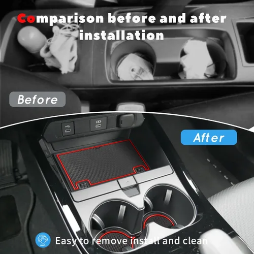 Vista 17 de Auovo Cup Holder Insert Linerts for Toyota Prius Accessories 2016-2022 Custom Fit Anti dust Mats Door Pocket Liners Cup Holder Console Mats Pads