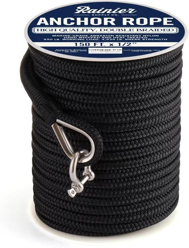 Vista 12 de RainierSupplyCo Cuerda de anclaje para barco - Línea de anclaje de cuerda marina trenzada doble - 100/150 / 200/300 pies de línea de navegación