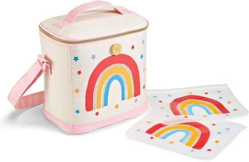 Vista 9 de Fit & Fresh Lonchera aislada para niños y niñas, bolsa de almuerzo para niños con 2 bolsas de aperitivos reutilizables, lonchera escolar