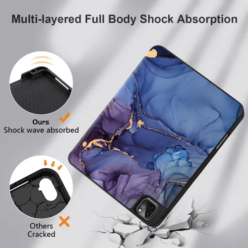 Vista 4 de DONGKE Funda protectora delgada para iPad Pro 2022/2021/2020/2018 de 11 pulgadas de generación 4/3/2/1 - Funda protectora delgada - Soporte