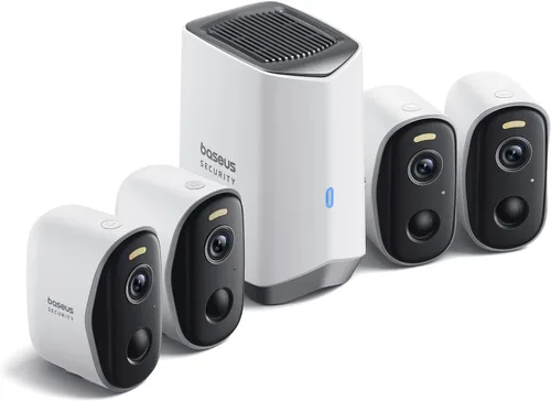 Vista 9 de Baseus Cámaras inalámbricas para seguridad del hogar, kit de 2 cámaras N1 con claridad 2K, sin tarifa mensual, almacenamiento local expandible de 16
