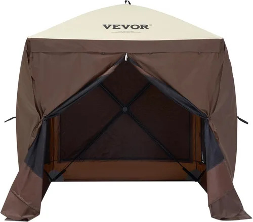 Vista 4 de Vevor Tienda de campaña desplegable con mosquitero, toldo de 4 lados, refugio solar, 4 paños para viento extraíbles para privacidad, ventanas