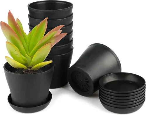 KINGLAKE 8 macetas de plástico de 4 pulgadas para plantas de semillero, macetas de vivero, macetas de flores coloridas, macetas de inicio de